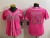 Women's Philadelphia Eagles #26 Saquon Barkley Pink 2025 Super Bowl LIX Patch Cool Base Stitched Baseball Jersey,baseball caps,new era cap wholesale,wholesale hats
